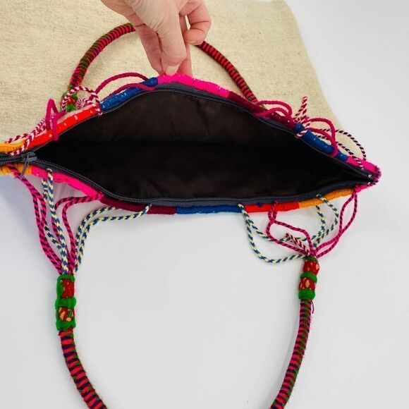 NWOT Mexican Wool Floral Multi Boho Tote Bag - Picture 5 of 5